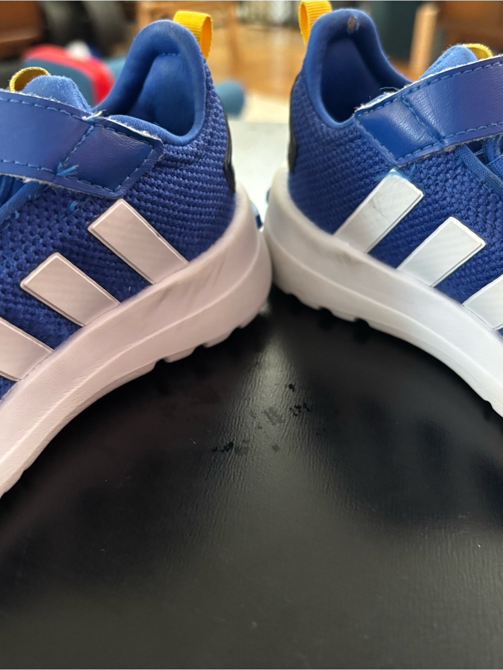 adidas Blue Kids Sneakers with Orange Tabs and White Stripes - Picture 6 of 8